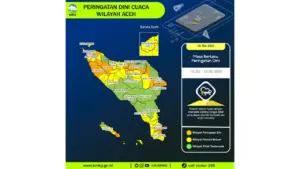 Prakiraan Cuaca Aceh, 5 Mei 2026: Sejumlah Wilayah Berpotensi Hujan Lebat Disertai Petir dan Angin Kencang