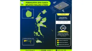 Prakiraan Cuaca Malut, 8 Mei 2026: Sejumlah Wilayah Berpotensi Hujan Lebat Disertai Petir dan Angin Kencang