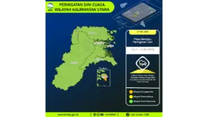 Prakiraan Cuaca Kaltara, 7 Mei 2026: Sejumlah Wilayah Berpotensi Hujan Lebat Disertai Petir dan Angin Kencang