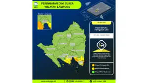 Prakiraan Cuaca Lampung, 8 Mei 2026: Sejumlah Wilayah Berpotensi Hujan Lebat Disertai Petir dan Angin Kencang
