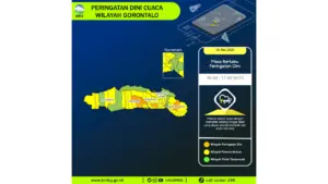 Prakiraan Cuaca Gorontalo, 6 Mei 2026: Sejumlah Wilayah Berpotensi Hujan Lebat Disertai Petir dan Angin Kencang
