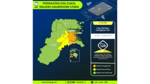 Prakiraan Cuaca Kaltara, 7 Mei 2026: Sejumlah Wilayah Berpotensi Hujan Lebat Disertai Petir dan Angin Kencang
