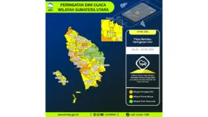 Prakiraan Cuaca Sumut, 8 Mei 2026: Sejumlah Wilayah Berpotensi Hujan Lebat Disertai Petir dan Angin Kencang