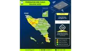 Prakiraan Cuaca Aceh, 5 Mei 2026: Sejumlah Wilayah Berpotensi Hujan Lebat Disertai Petir dan Angin Kencang