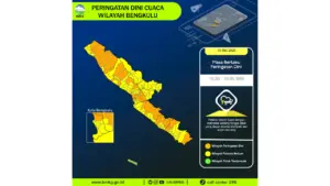 Prakiraan Cuaca Bengkulu, 10 Mei 2026: Sejumlah Wilayah Berpotensi Hujan Lebat Disertai Petir dan Angin Kencang