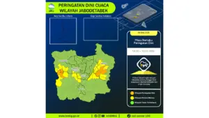 Prakiraan Cuaca Jabodetabek, 9 Mei 2026: Sejumlah Wilayah Berpotensi Hujan Lebat Disertai Petir dan Angin Kencang
