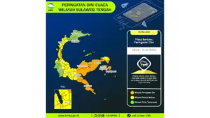 Prakiraan Cuaca Sulteng, 6 Mei 2026: Sejumlah Wilayah Berpotensi Hujan Lebat Disertai Petir dan Angin Kencang