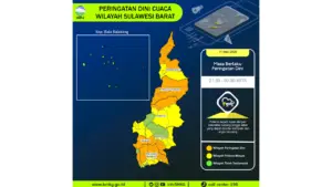 Prakiraan Cuaca Sulbar, 11 Mei 2026: Sejumlah Wilayah Berpotensi Hujan Lebat Disertai Petir dan Angin Kencang