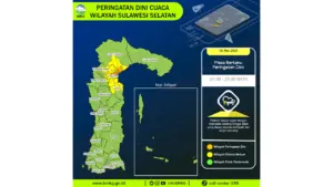 Prakiraan Cuaca Sulsel, 6 Mei 2026: Sejumlah Wilayah Berpotensi Hujan Lebat Disertai Petir dan Angin Kencang