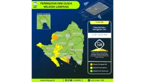 Prakiraan Cuaca Lampung, 10 Mei 2026: Sejumlah Wilayah Berpotensi Hujan Lebat Disertai Petir dan Angin Kencang