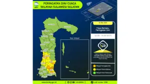 Prakiraan Cuaca Sulsel, 5 Mei 2026: Sejumlah Wilayah Berpotensi Hujan Lebat Disertai Petir dan Angin Kencang