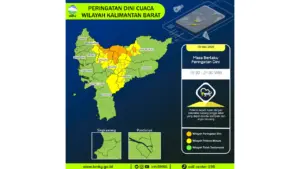 Prakiraan Cuaca Kalbar, 9 Mei 2026: Sejumlah Wilayah Berpotensi Hujan Lebat Disertai Petir dan Angin Kencang