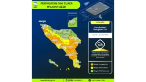 Prakiraan Cuaca Aceh, 9 Mei 2026: Sejumlah Wilayah Berpotensi Hujan Lebat Disertai Petir dan Angin Kencang