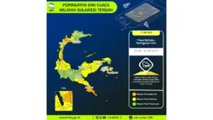 Prakiraan Cuaca Sulteng, 11 Mei 2026: Sejumlah Wilayah Berpotensi Hujan Lebat Disertai Petir dan Angin Kencang