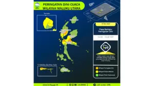 Prakiraan Cuaca Malut, 9 Mei 2026: Sejumlah Wilayah Berpotensi Hujan Lebat Disertai Petir dan Angin Kencang