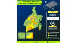 Prakiraan Cuaca Kalsel, 9 Mei 2026: Sejumlah Wilayah Berpotensi Hujan Lebat Disertai Petir dan Angin Kencang