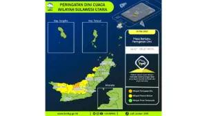 Prakiraan Cuaca Sulut, 5 Mei 2026: Sejumlah Wilayah Berpotensi Hujan Lebat Disertai Petir dan Angin Kencang