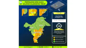 Prakiraan Cuaca Kaltim, 5 Mei 2026: Sejumlah Wilayah Berpotensi Hujan Lebat Disertai Petir dan Angin Kencang