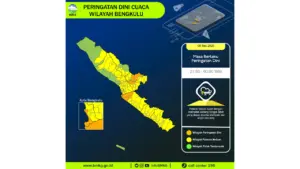 Prakiraan Cuaca Bengkulu, 8 Mei 2026: Sejumlah Wilayah Berpotensi Hujan Lebat Disertai Petir dan Angin Kencang