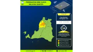 Prakiraan Cuaca Banten, 8 Mei 2026: Sejumlah Wilayah Berpotensi Hujan Lebat Disertai Petir dan Angin Kencang