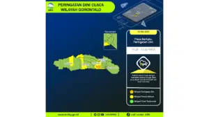 Prakiraan Cuaca Gorontalo, 6 Mei 2026: Sejumlah Wilayah Berpotensi Hujan Lebat Disertai Petir dan Angin Kencang
