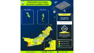 Prakiraan Cuaca Sulut, 8 Mei 2026: Sejumlah Wilayah Berpotensi Hujan Lebat Disertai Petir dan Angin Kencang