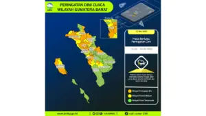 Prakiraan Cuaca Sumbar, 10 Mei 2026: Sejumlah Wilayah Berpotensi Hujan Lebat Disertai Petir dan Angin Kencang