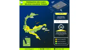 Prakiraan Cuaca Sulteng, 6 Mei 2026: Sejumlah Wilayah Berpotensi Hujan Lebat Disertai Petir dan Angin Kencang