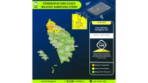Prakiraan Cuaca Sumut, 9 Mei 2026: Sejumlah Wilayah Berpotensi Hujan Lebat Disertai Petir dan Angin Kencang