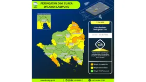Prakiraan Cuaca Lampung, 11 Mei 2026: Sejumlah Wilayah Berpotensi Hujan Lebat Disertai Petir dan Angin Kencang