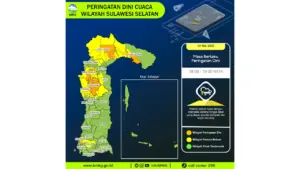 Prakiraan Cuaca Sulawesi Selatan, 5 Mei 2026: Sejumlah Wilayah Berpotensi Hujan Lebat Disertai Petir dan Angin Kencang