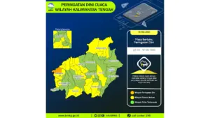 Prakiraan Cuaca Kalteng, 5 Mei 2026: Sejumlah Wilayah Berpotensi Hujan Lebat Disertai Petir dan Angin Kencang