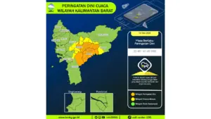 Prakiraan Cuaca Kalbar, 4 Mei 2026: Sejumlah Wilayah Berpotensi Hujan Lebat Disertai Petir dan Angin Kencang