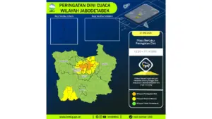 Prakiraan Cuaca Jabodetabek, 7 Mei 2026: Sejumlah Wilayah Berpotensi Hujan Lebat Disertai Petir dan Angin Kencang