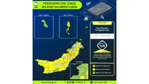 Prakiraan Cuaca Sulut, 6 Mei 2026: Sejumlah Wilayah Berpotensi Hujan Lebat Disertai Petir dan Angin Kencang