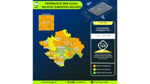 Prakiraan Cuaca Sumsel, 5 Mei 2026: Sejumlah Wilayah Berpotensi Hujan Lebat Disertai Petir dan Angin Kencang