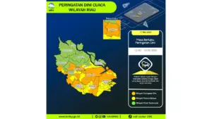 Prakiraan Cuaca Riau, 11 Mei 2026: Sejumlah Wilayah Berpotensi Hujan Lebat Disertai Petir dan Angin Kencang
