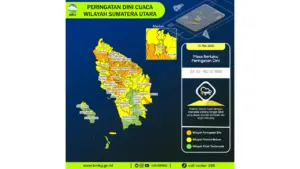 Prakiraan Cuaca Sumut, 10 Mei 2026: Sejumlah Wilayah Berpotensi Hujan Lebat Disertai Petir dan Angin Kencang