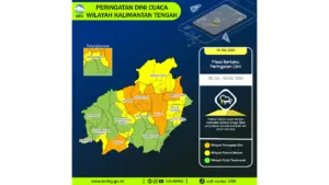 Prakiraan Cuaca Kalteng, 5 Mei 2026: Sejumlah Wilayah Berpotensi Hujan Lebat Disertai Petir dan Angin Kencang