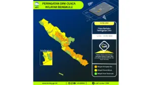 Prakiraan Cuaca Bengkulu, 6 Mei 2026: Sejumlah Wilayah Berpotensi Hujan Lebat Disertai Petir dan Angin Kencang