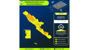 Prakiraan Cuaca Bengkulu, 8 Mei 2026: Sejumlah Wilayah Berpotensi Hujan Lebat Disertai Petir dan Angin Kencang
