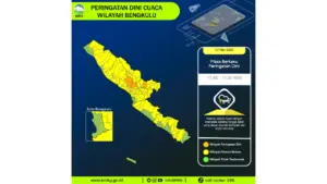 Prakiraan Cuaca Bengkulu, 7 Mei 2026: Sejumlah Wilayah Berpotensi Hujan Lebat Disertai Petir dan Angin Kencang