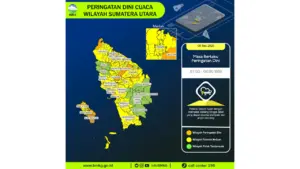 Prakiraan Cuaca Sumut, 8 Mei 2026: Sejumlah Wilayah Berpotensi Hujan Lebat Disertai Petir dan Angin Kencang