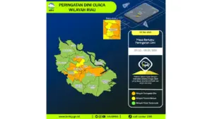 Prakiraan Cuaca Riau, 9 Mei 2026: Sejumlah Wilayah Berpotensi Hujan Lebat Disertai Petir dan Angin Kencang