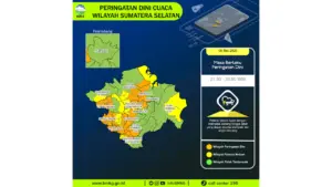 Prakiraan Cuaca Sumsel, 5 Mei 2026: Sejumlah Wilayah Berpotensi Hujan Lebat Disertai Petir dan Angin Kencang