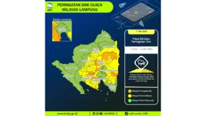 Prakiraan Cuaca Lampung, 11 Mei 2026: Sejumlah Wilayah Berpotensi Hujan Lebat Disertai Petir dan Angin Kencang