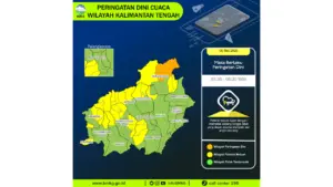 Prakiraan Cuaca Kalteng, 6 Mei 2026: Sejumlah Wilayah Berpotensi Hujan Lebat Disertai Petir dan Angin Kencang