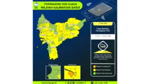 Prakiraan Cuaca Kalbar, 7 Mei 2026: Sejumlah Wilayah Berpotensi Hujan Lebat Disertai Petir dan Angin Kencang