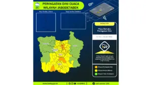 Prakiraan Cuaca Jabodetabek, 9 Mei 2026: Sejumlah Wilayah Berpotensi Hujan Lebat Disertai Petir dan Angin Kencang