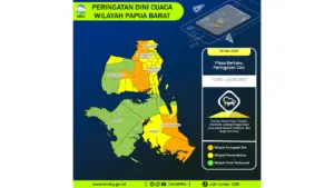 Prakiraan Cuaca Papua Barat, 8 Mei 2026: Sejumlah Wilayah Berpotensi Hujan Lebat Disertai Petir dan Angin Kencang